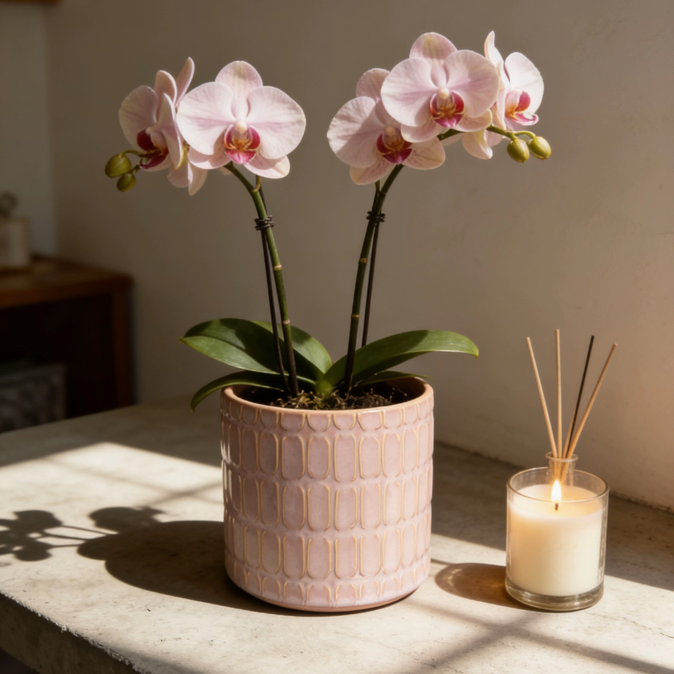 北欧陶瓷浮雕花冰裂釉蝴蝶兰花盆复古家居软装轻奢艺术透气简约