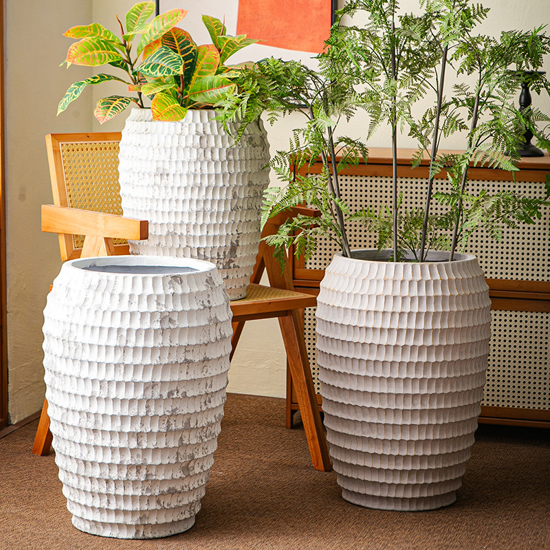 复古花壶瓶老式土陶罐镁泥花盆花器民宿侘寂风黑金刚落地装饰摆件