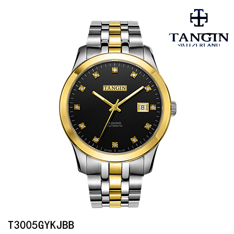 tangin天珺手表 正品机械表18K金男表全自动T3005GYKTBB日历3005