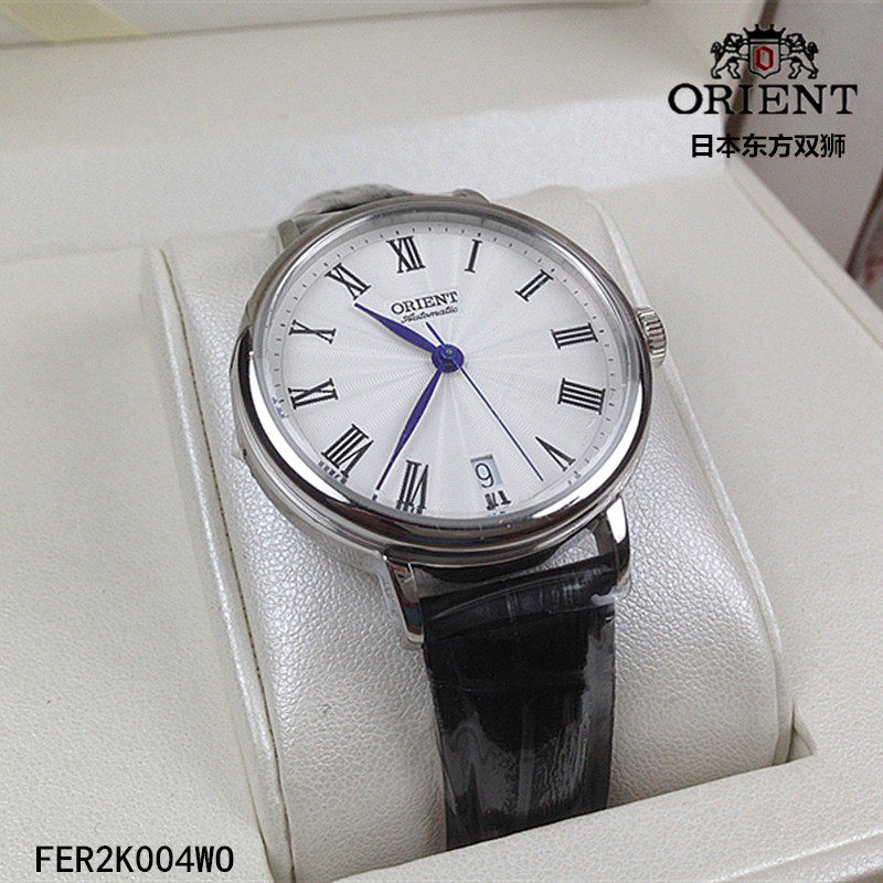 正品orient东方双狮手表 机械女表全自动日历真皮时尚FER2K004WO
