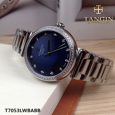 tangin全自动蓝色机械女表