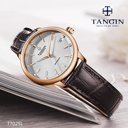 瑞士tangin天珺全自动真皮情侣表