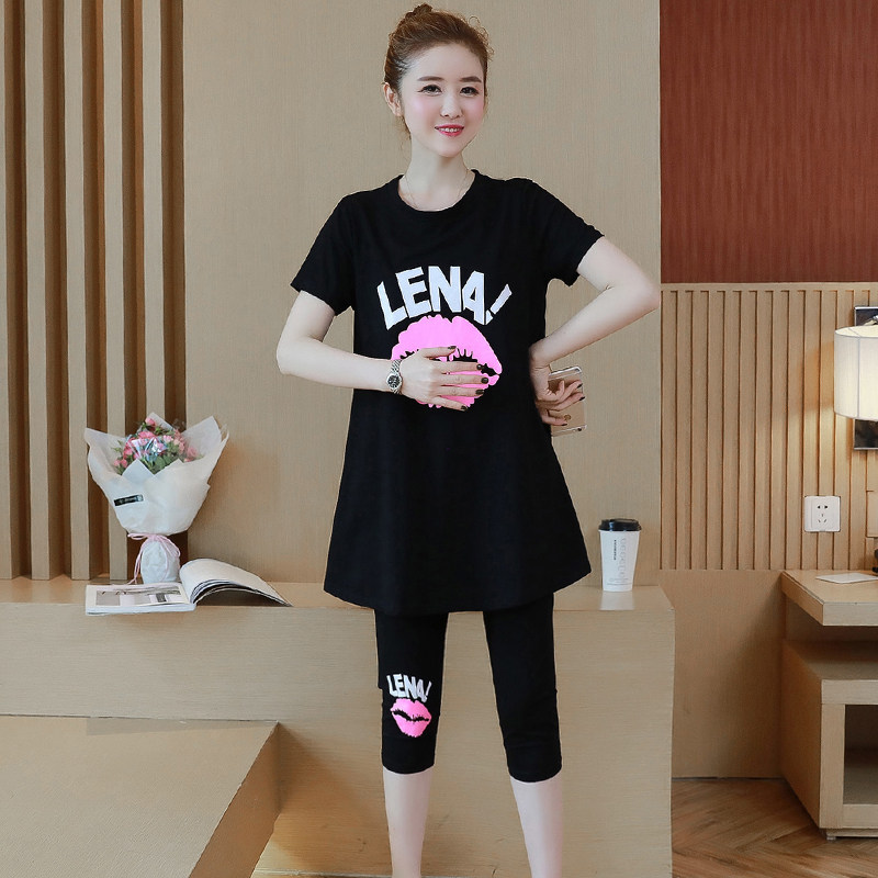 pregnant woman suit Summer wear Short sleeved printing jacket Stomach lift Cropped Trousers Two piece set Super large 200 Jin pregnancy clothesin the Maternity/Maternal supplies/Nutrition , Maternity , Set  category - from Buy2taobao.com to provide professional Taobao agent buy service