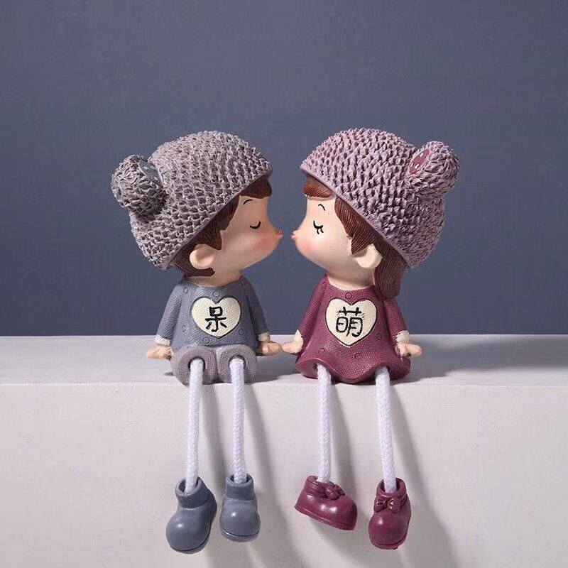 创意家居小摆件可爱创意吊脚娃娃房间酒柜卧室家居装饰品客厅桌摆