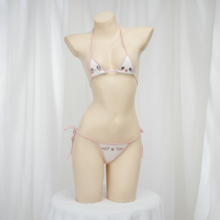 萌哭酱颜文字迷你比基尼 二次元印花绑带内衣性感家居服系带睡衣