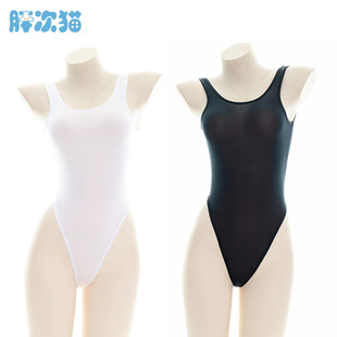 透明露背水着 性感二次元 紧身半透连体高叉泳衣 私房写真沙滩泳装