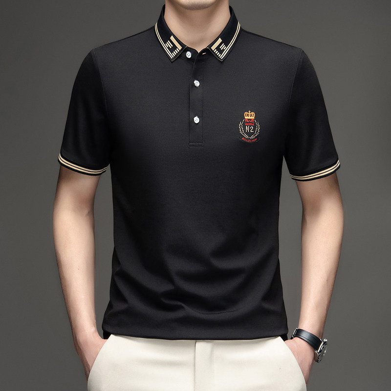 高档男款舞蹈练功服翻领短袖摩登舞上衣成人国标交谊拉丁舞练习服