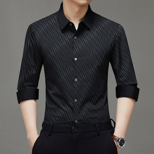 高端男士摩登舞服装国标舞比赛长袖上衣国标交谊舞练功表演服衬衫