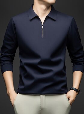 翻领男式拉链舞服长袖上衣拉丁国标摩登舞练功服华尔兹舞蹈T恤衫