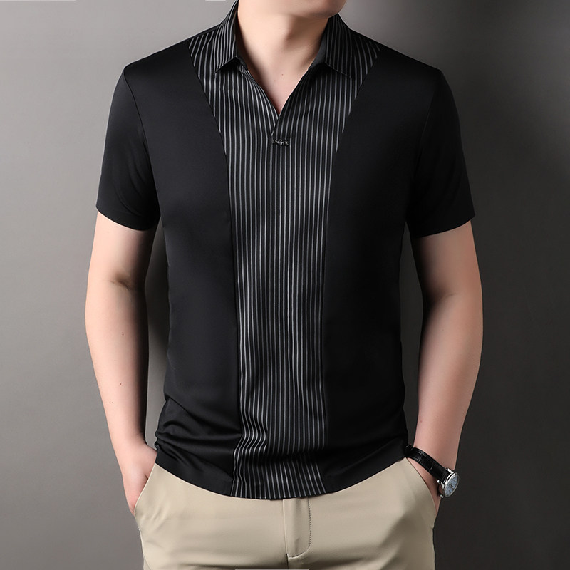 男式拉丁舞短袖跳舞上衣夏天摩登舞比赛服国标交谊舞蹈服跳舞T恤