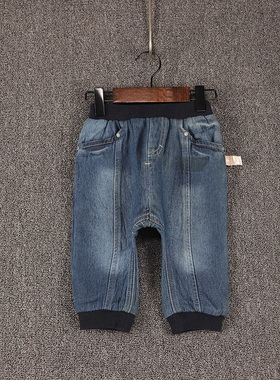 内销春秋款童装   男女童蓝黑腰前后分割大屁屁九分束口裤   DD