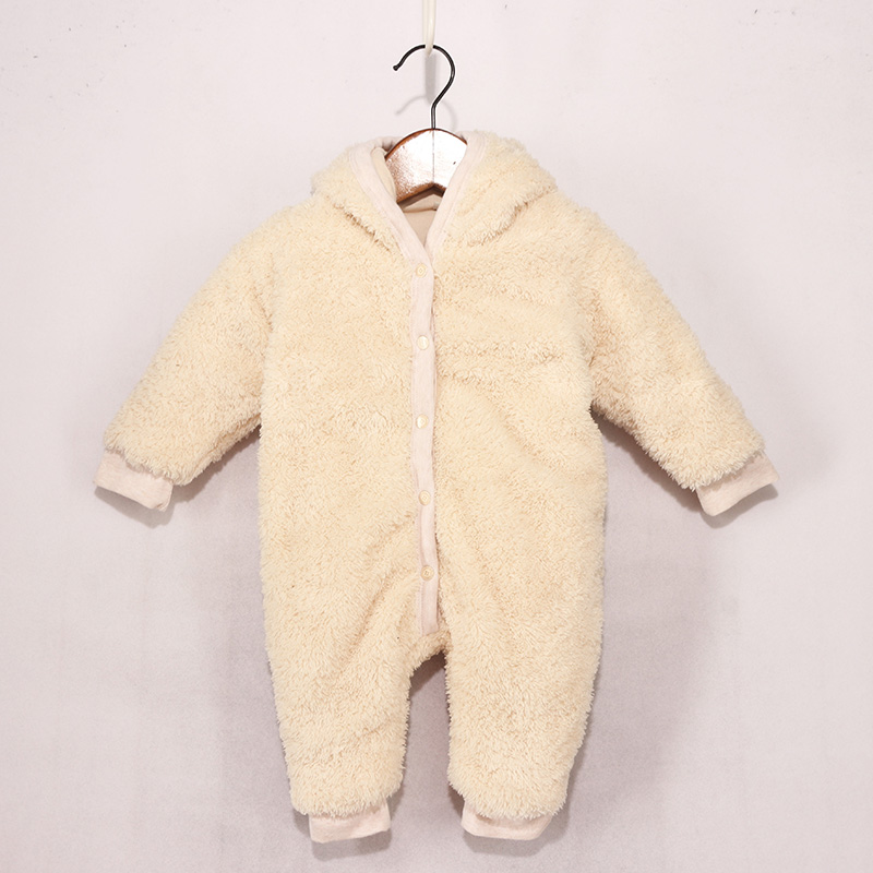 带耳朵帽羊羔绒加厚连体裤