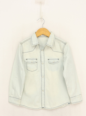 B春秋款童装    中大童黑线单口袋长袖纯棉衬衫   D1c