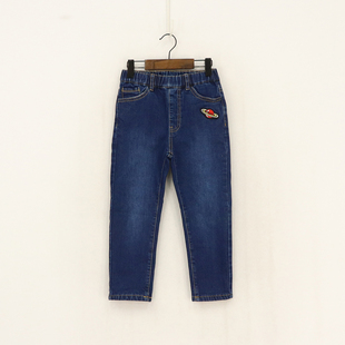 内销秋冬款童装    女童左侧刺绣红星球保暖加绒牛仔裤  8c-8-4