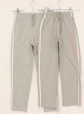 内销春秋款童装   大童灰色底两侧竖条左侧字母休闲裤    6N-4-2