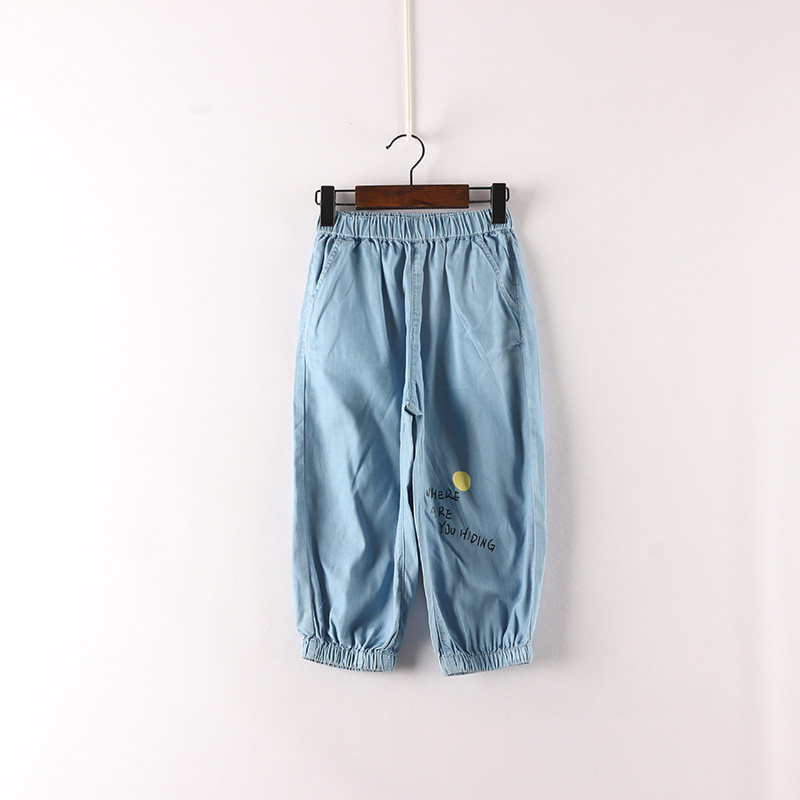 BL夏款童装    男女童松紧腰黄黑胶印字母束口裤   D1,童装/婴儿装/亲子装,裤子,淘宝优惠券,粉丝福利购,淘宝优惠卷