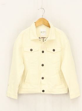 B春秋款童装   大童后背棕色刺绣字母百搭米白牛仔外套  D1M