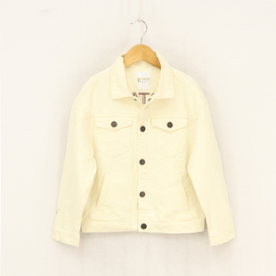 B春秋款童装   大童后背棕色刺绣字母百搭米白牛仔外套  D1M