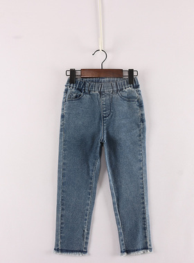 B内销春秋款童装    女童两色后口袋爱心毛边弹力牛仔裤   DD