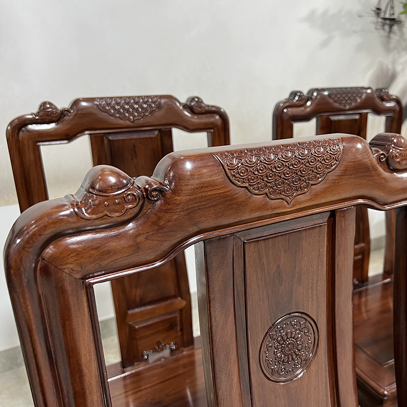 徽派新款国色红木圆桌实木非洲酸枝木餐桌椅明清古典中式客厅家具