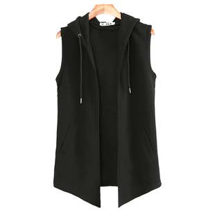 男士连帽马甲外套春季潮流韩版潮牌带帽马夹坎肩外搭无袖针织开衫