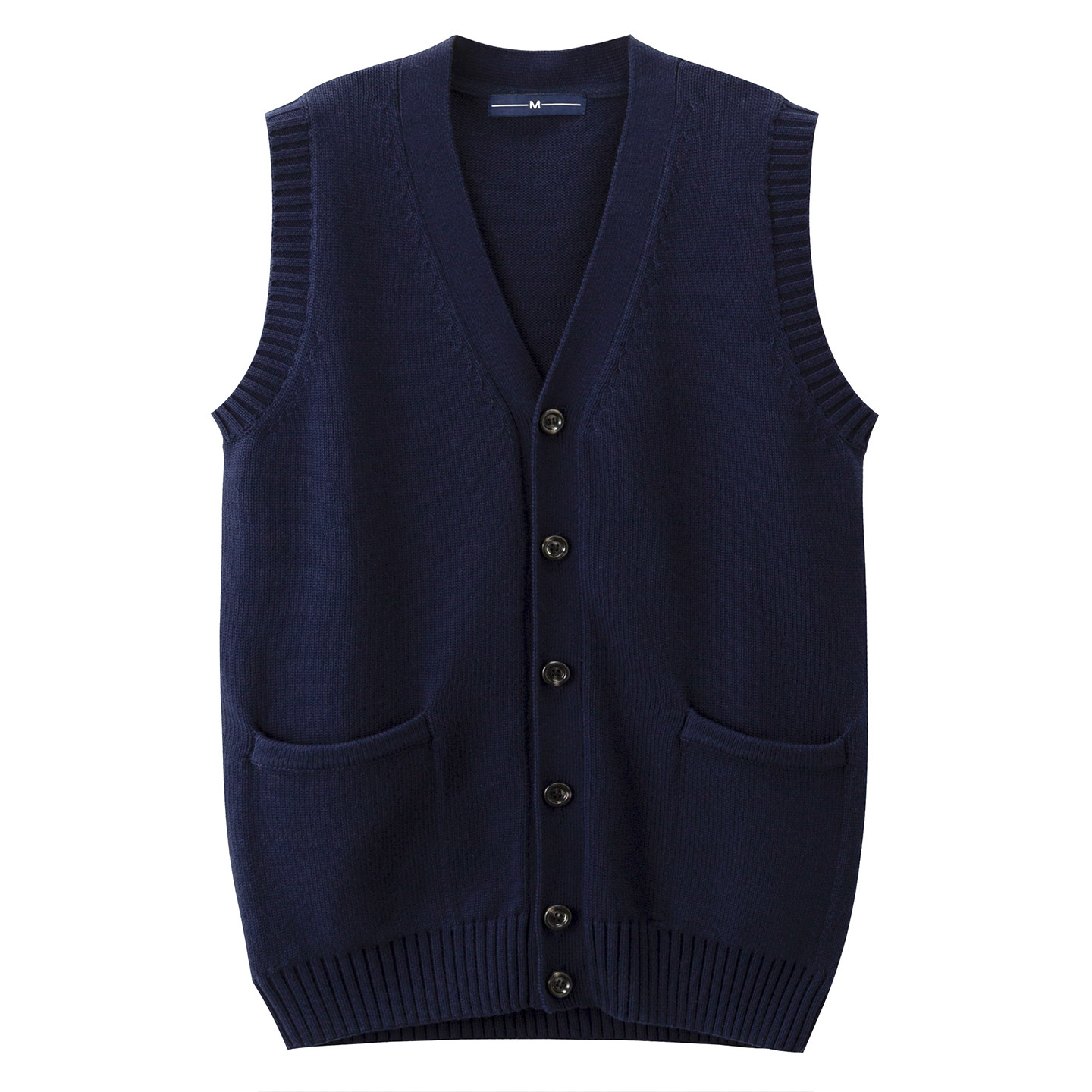 冬季男V领开衫毛衣背心商务休闲毛线马甲无袖坎肩纯色针织衫外套