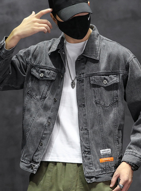 牛仔外套男春秋潮牌长袖上衣青年休闲街头潮流夹克学生牛仔衣外套