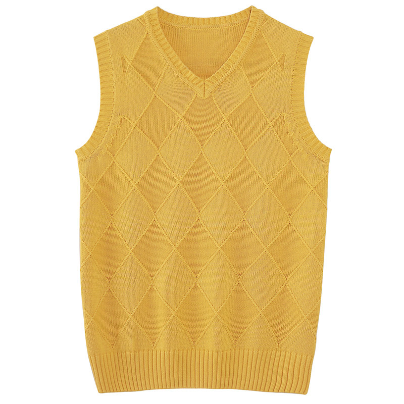 秋冬针织马甲男潮流毛线背心纯棉针织衫v领毛背心无袖毛衣坎肩男