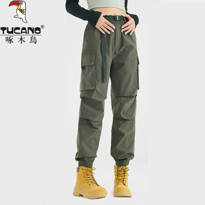 2025正流行新款啄木鸟冲锋裤子女秋冬季加厚登山工装裤酷飒风长裤