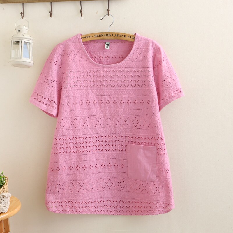 fat mm Summer wear 2019 new pattern Korean Edition Show thin 200 Hollow jacket Fat sister Easy Large Short sleeved T-shirtin the Women's clothing/Boutique , Large size women  category - from Buy2taobao.com to provide professional Taobao agent buy service