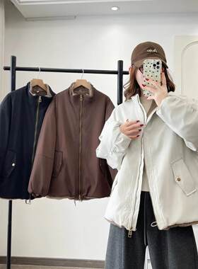 冬装大码双头拉链立领女棉服