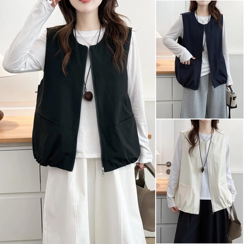 春装韩版200斤大码拉链女马甲