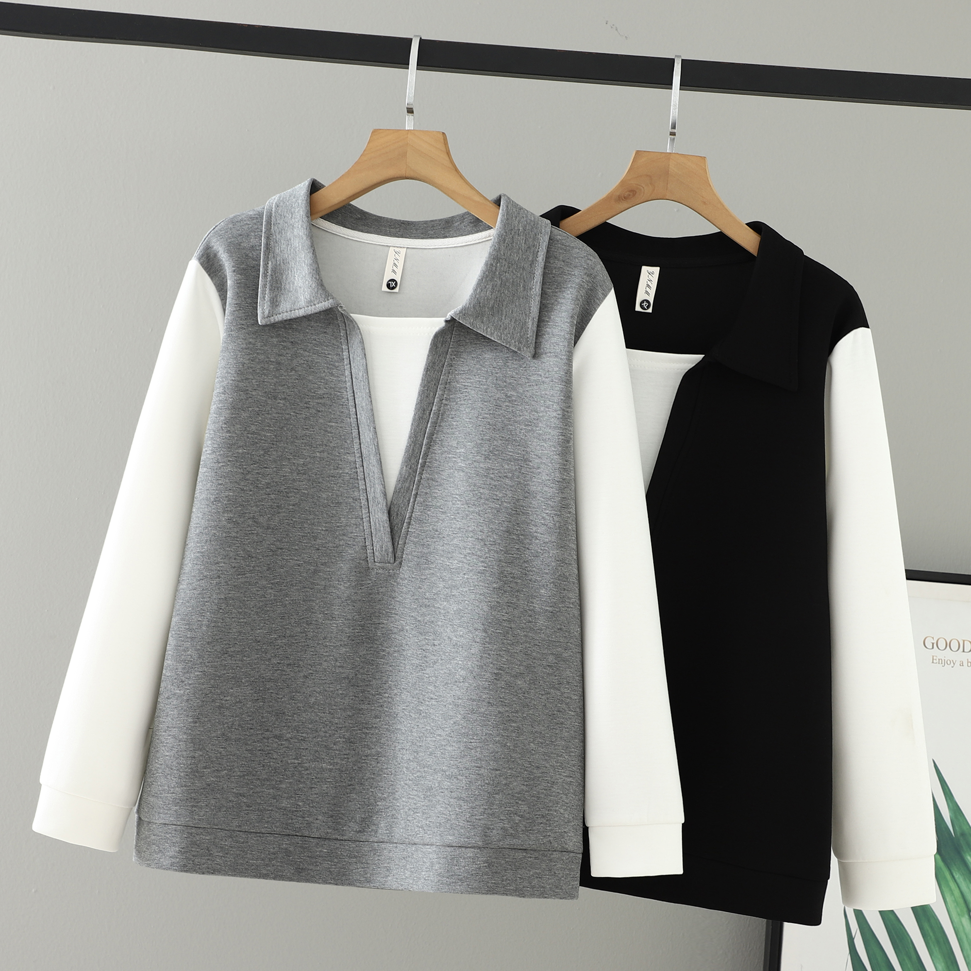 大码200斤曼巴棉假两件卫衣女