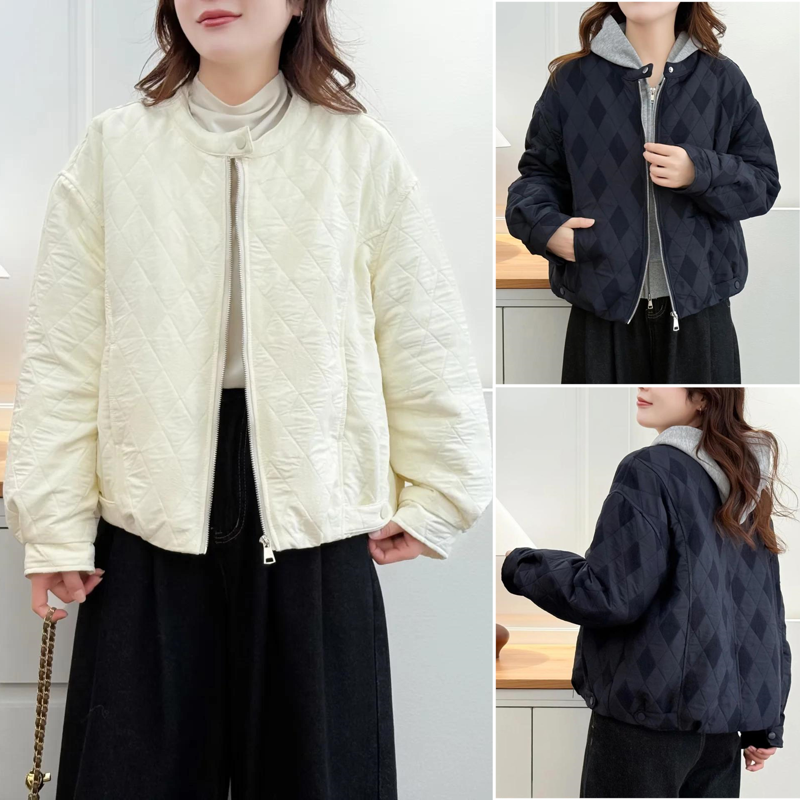 2025大码女中年冬装菱格棒球棉袄