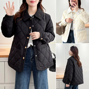 中年时髦棉服女翻领减龄长袖 胖mm2025冬装 女装 大码 炸街棉衣 新款
