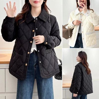 大码冬装翻领棉衣女外套