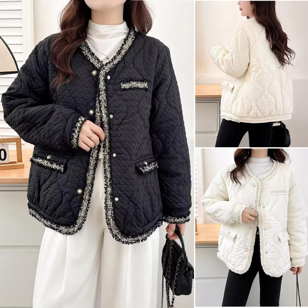 2025冬装大码小香风圆领棉衣