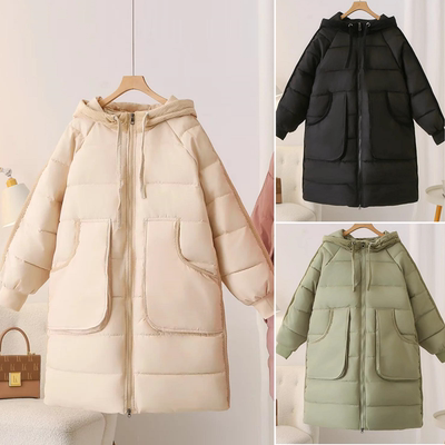 胖妹妹大码连帽中长款面包服棉衣