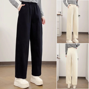 胖妹妹2026大码女装春装纯色百搭弯刀裤直筒裤中年女长裤高腰裤子