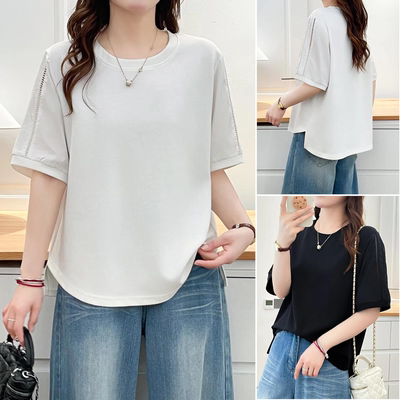 2026夏大码法式遮肉短袖T恤