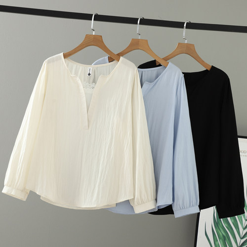 假两件大码拼接蕾丝上衣女长袖