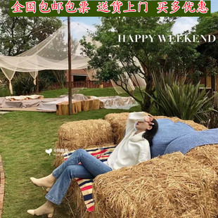 干稻草垛子装饰 婚庆草垛凳子道具 露营草垛沙发 包邮草堆草墩子