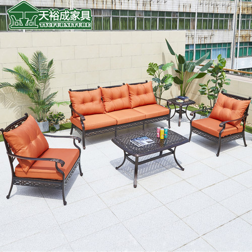 户外铸铝沙发椅别墅庭院花园露台阳光房沙发室外客厅休闲沙发组合
