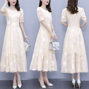 2024年新款 夏装 春夏天收腰气质长裙 雪纺连衣裙女装 夏季
