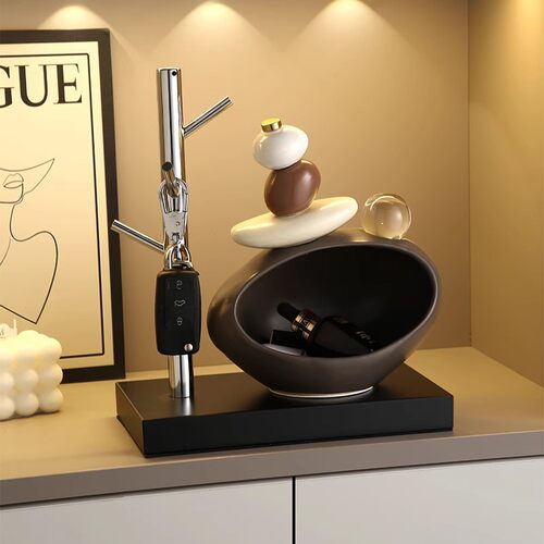 石来运转入户玄关钥匙收纳摆件家居客厅酒柜电视柜装饰品乔迁礼品