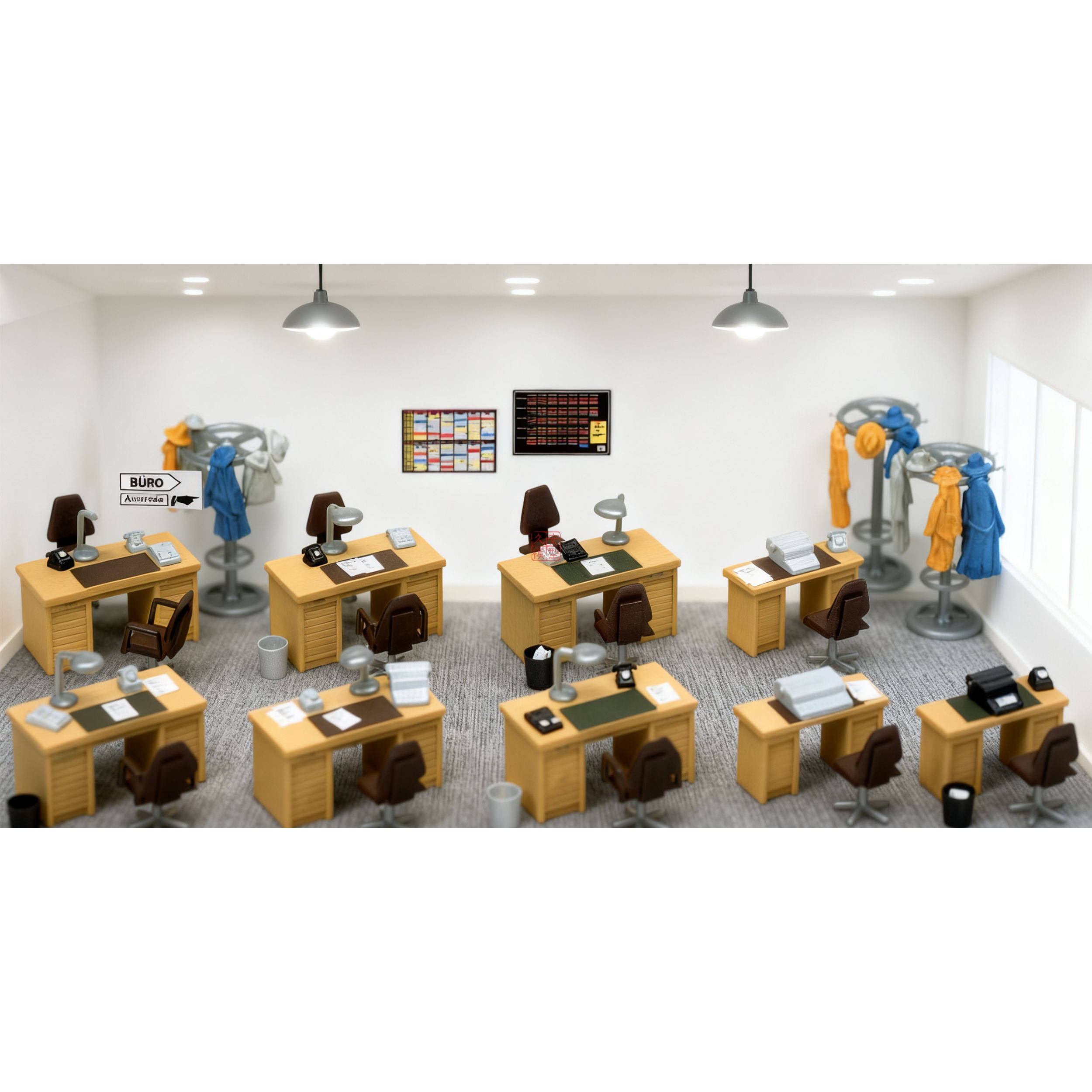 久安铁道 拼装模型 1:87 PREISER 17184 办公家具 桌椅内饰