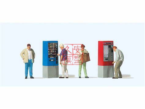 仿真人物 微缩小人 1:87 PREISER 10751 自动贩售机前的纠结