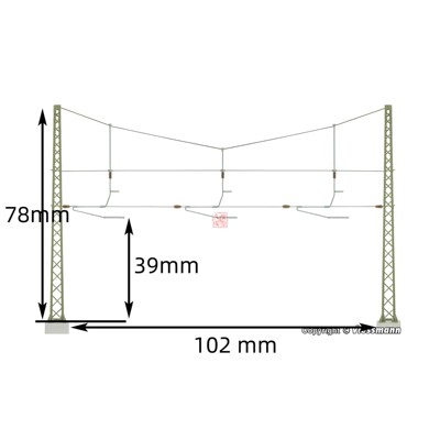 久安铁道1:160N比例模型VIESSMANN 4362 接触网支柱 三线软横跨