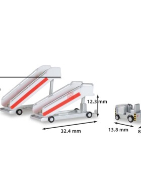 Herpa Wings 1:200 551809 机场附件 老式经典移动客梯和拖车
