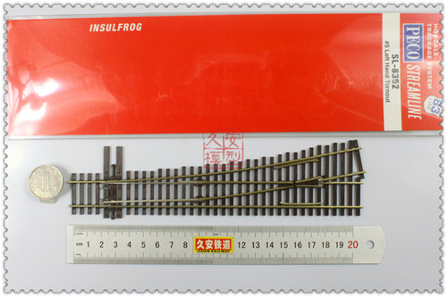 久安铁道 PECO 专业火车轨道CODE83 SL-8352 #5道岔左开 绝缘岔芯